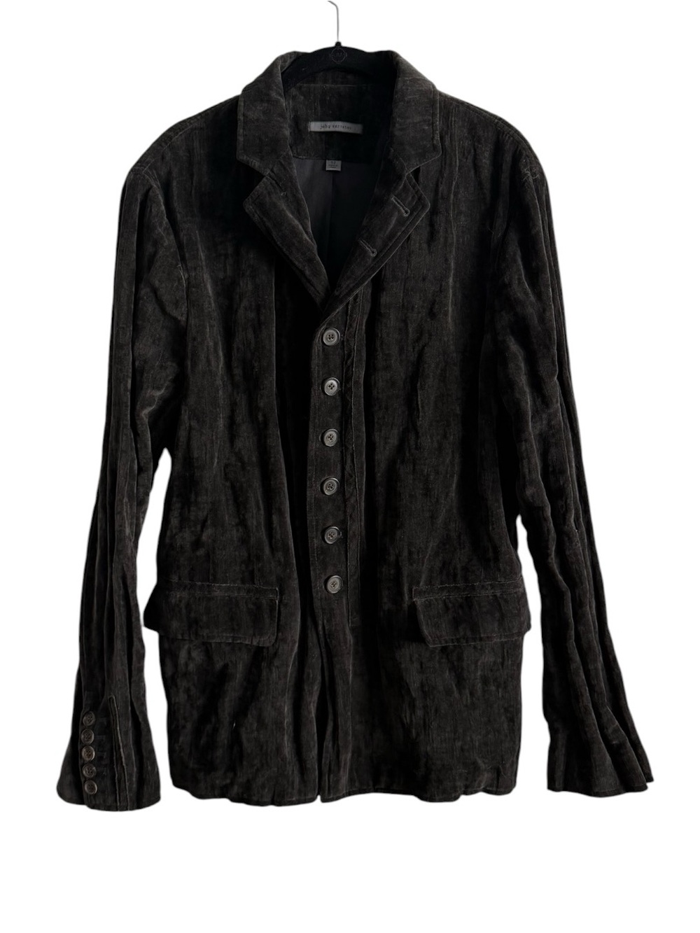 Vintage John Varvatos Woodward Crinkled Velvet Jacket Metallic Italy 52 US 42
